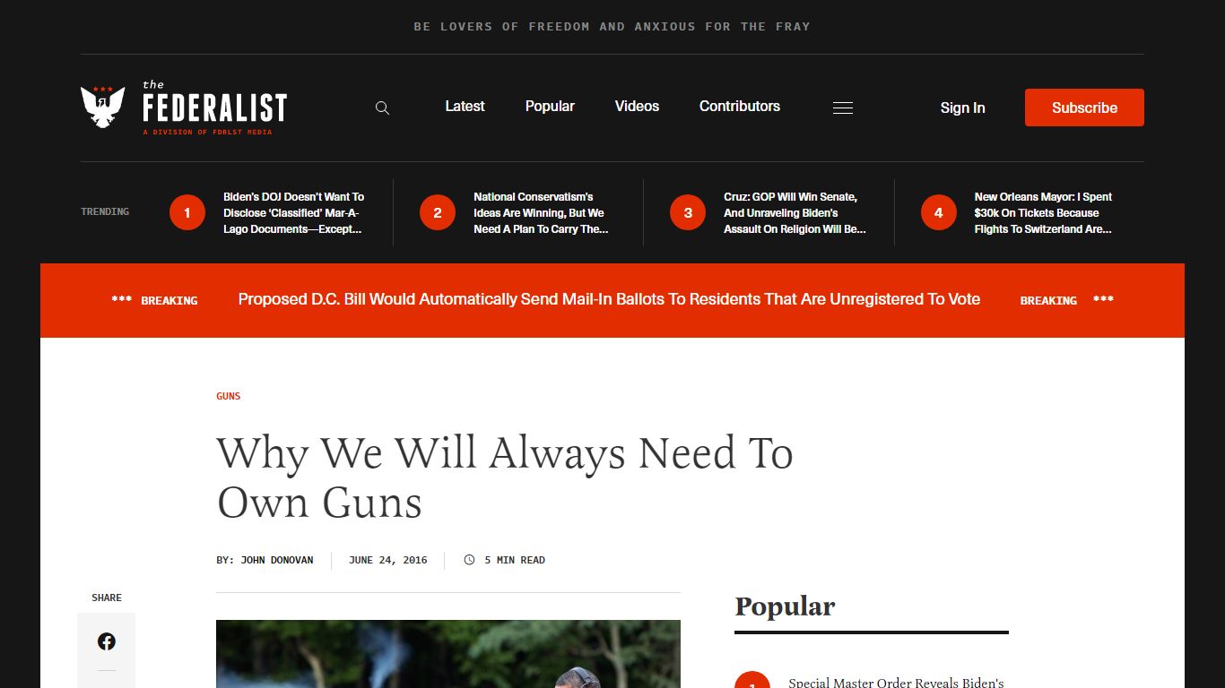 Why We Will Always Need To Own Guns - The Federalist
